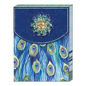 Punch Studio Emerald Peacock Gold Brooch Mini Notepad
